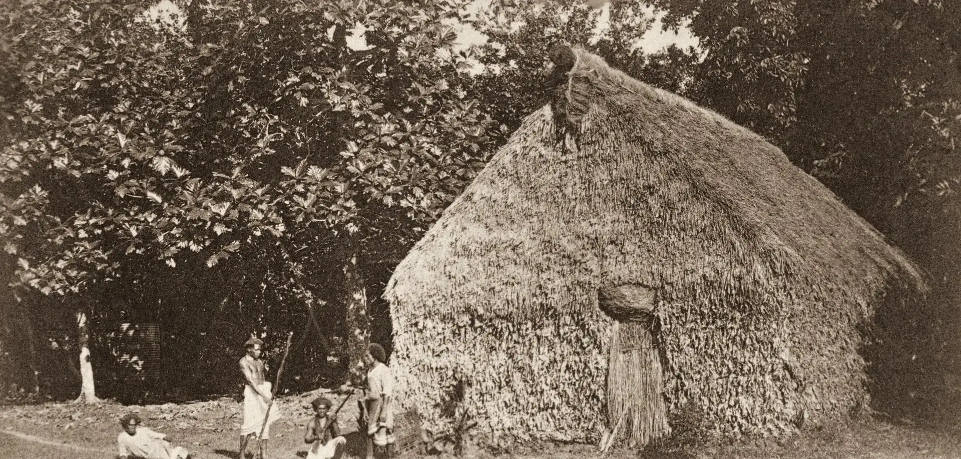 Village scene in Fiji, about 1901
